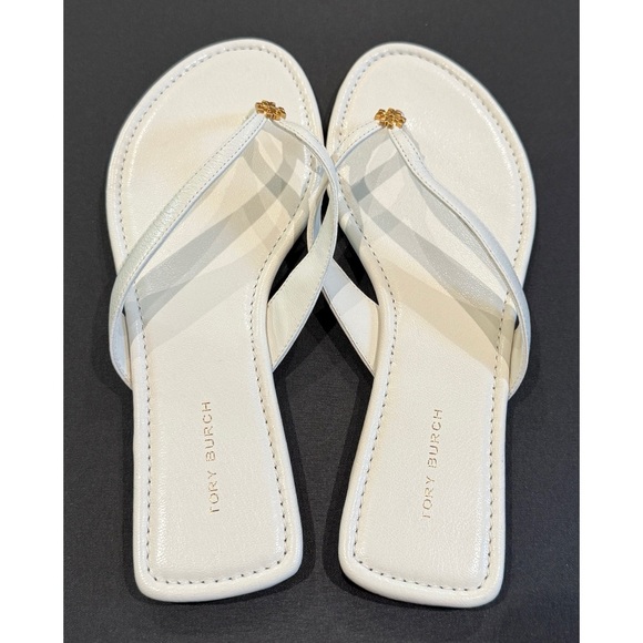 New!! Tory Burch Capri Ivory Mini Medallion Flip Flips - Picture 3 of 6